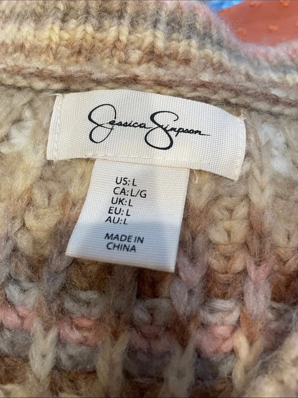 Jessica Simpson Cream, Pink & Tan Striped Button Front Cardigan